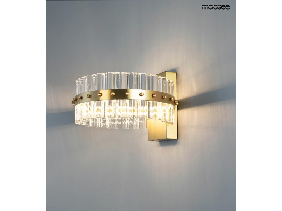 MOOSEE lampa ścienna SATURNUS WALL złota - LED, kryształ, stal szczotkowana - Moosee